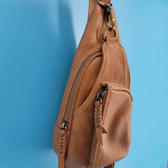 🧡 ANTİK KRAFT Vegan Leather Sling Backpack – Boho-Chic Mini Pack (Excellent) - Picture 5 of 15